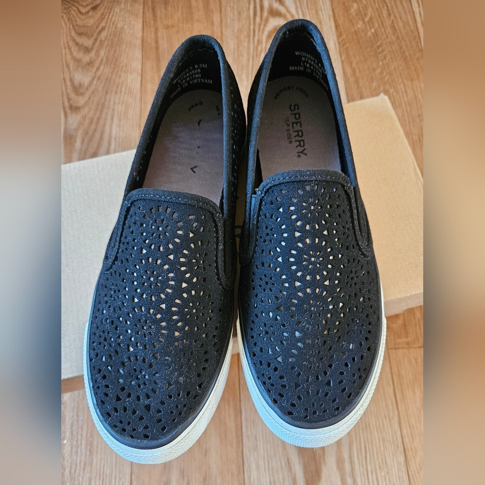 Sperry Seaside Perf Emboss Blk Women's Size 8.5 (… - image 2